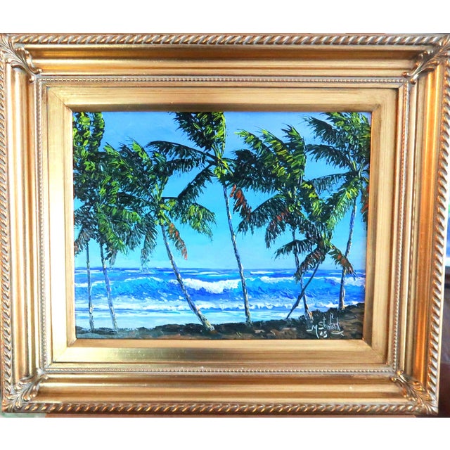 Mark Stanford (American B. 1959 - ) - Sculpture in Oils. "Coconut Trees on the Beach" Signed Oil on Canvas With Coa - For Sale - Image 4 of 14