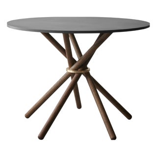 Hector Concrete Top and Dark Oak Legs Dining Table 105 by Eberhart Furniture For Sale