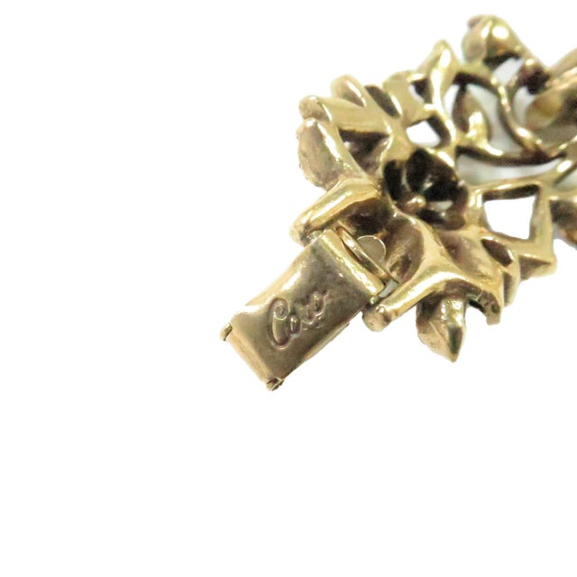 Gold Vintage Designer Coro Floral Pastel Link Bracelet 1950s For Sale - Image 8 of 8