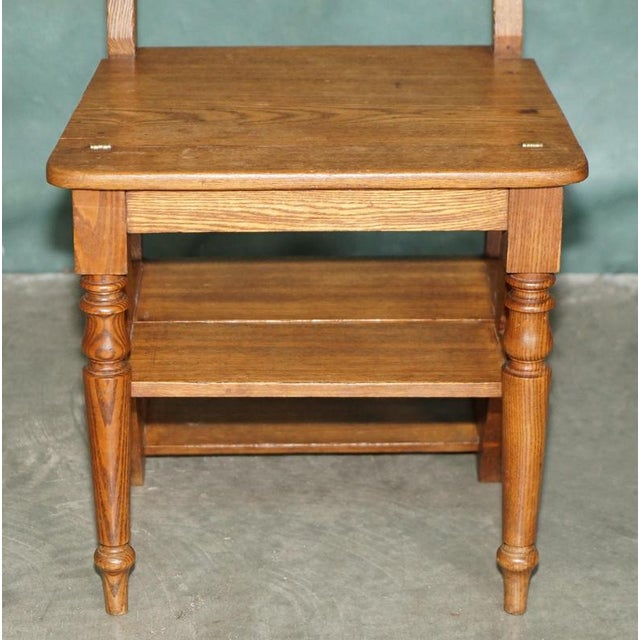 Wood Antique English Arts & Crafts Metamorphic Library Steps in Tiger Oak, 1880 For Sale - Image 7 of 18