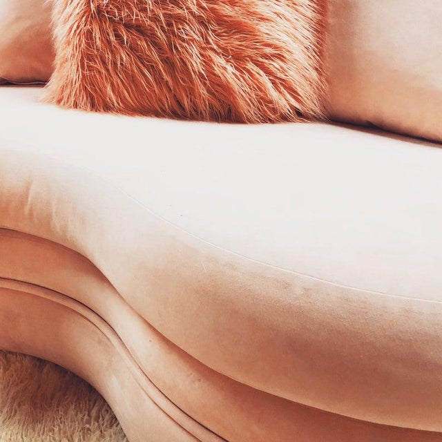 Beautiful, beautiful Adrian Pearsall sofas in a stylish cloud or kidney shape. Appear to be recently reupholstered. Fabric...