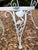 Alabaster Vintage Woodard Chantilly Rose Wrought Iron Side Chairs — Set of 3 | Original White / Grey Paint | Stamped Maker’s Mark For Sale - Image 8 of 12