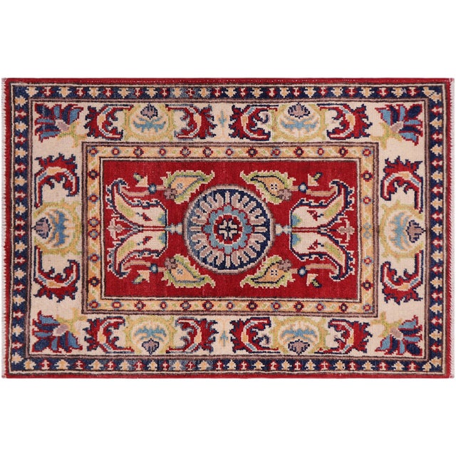 Beige Southwestern Kazak Rustic Red/Beige Wool Rug - 2'0''x3'0'' For Sale - Image 8 of 10