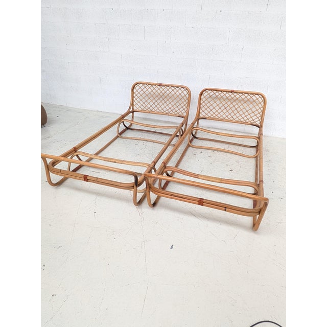 Italian Bamboo Single Beds, 1960s, Set of 2 For Sale - Image 11 of 16