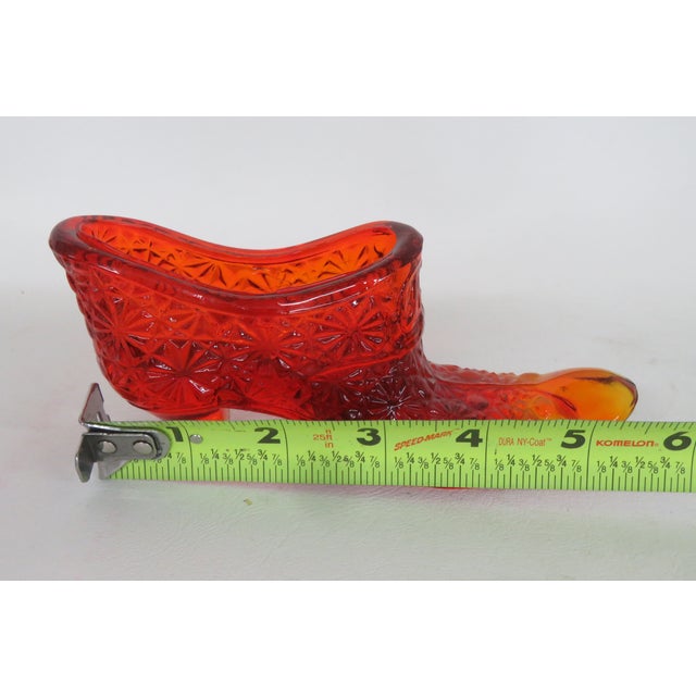 Vintage Fenton Amberina Daisy and Button Glass Slipper Shoe Figurine 4562b For Sale - Image 10 of 13