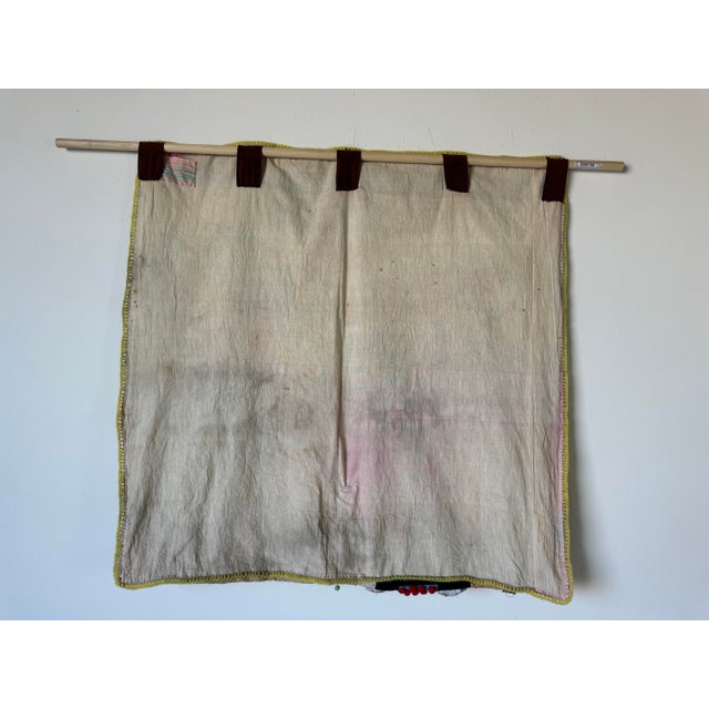 Vintage " Orange Harvest - Landscape " Peruvian Folk Art Hand Embroidery Wall Tapestry For Sale - Image 11 of 12