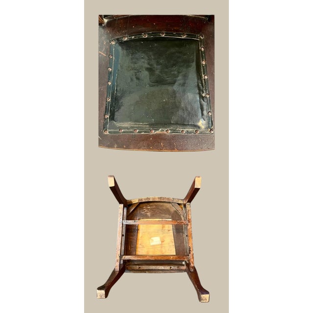 Antique Nc Chair-Leather Seat-Shaker Style-Primitive Accent Chair-Farm-Wood-Desk For Sale - Image 11 of 11