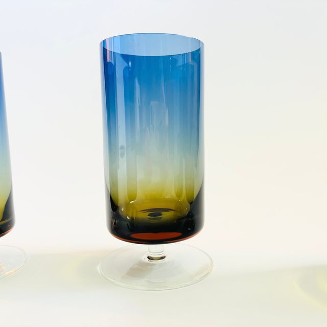 Mid 20th Century Mid Century Bluerina Footed Tumblers by Denby - Set of 5 For Sale - Image 5 of 11