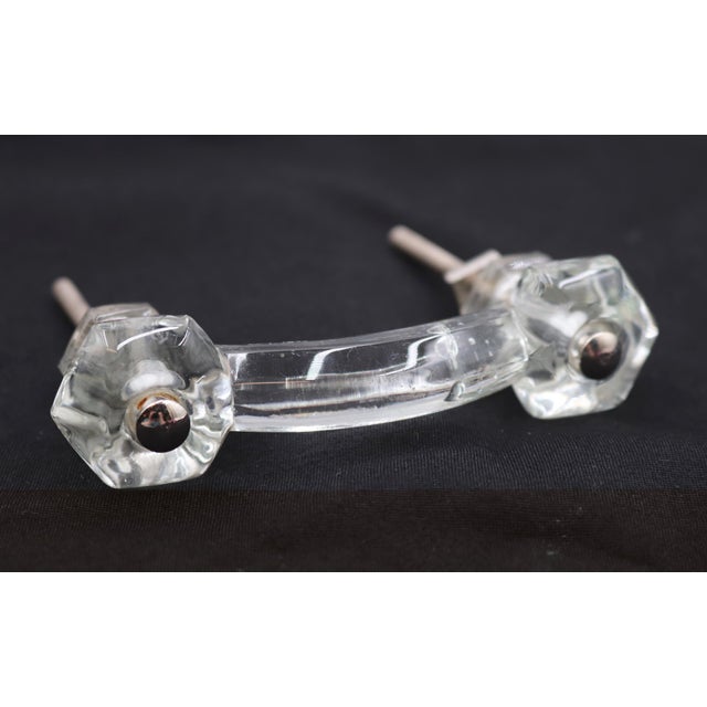 Antique clear glass hexagon shaped bridge drawer pull. Mounting screws are included. Good condition with surface wear from...