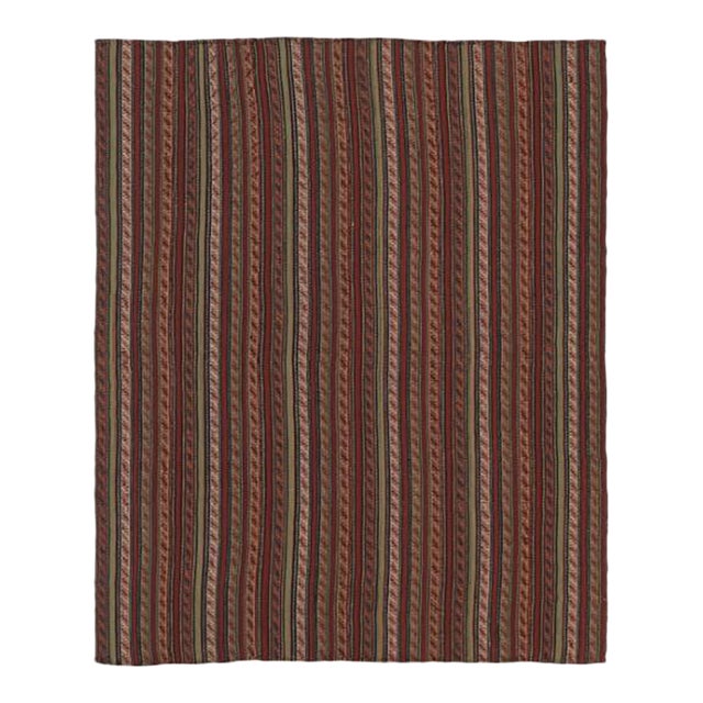 Vintage Persian Kilim, Dense Geometric Tribal Patterns in Stripes - Rug & Kilim For Sale
