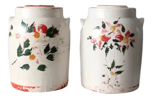Vintage Stoneware Cookie Jars - Set of 2