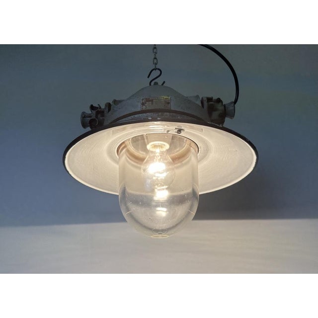 Grey Cast Aluminium Explosion Proof Lamp with Enameled Shade from Elektrosvit, 1970s For Sale - Image 18 of 18