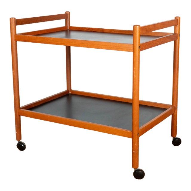 1970s Vintage Danish Dyrlund Teak Bar Cart For Sale