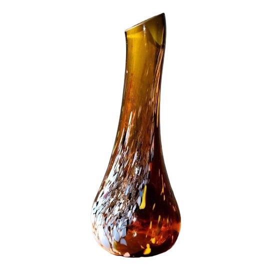 Free-Form Amber Art Glass Vase by Gyula Budveszel, Hungary, 1990s For Sale