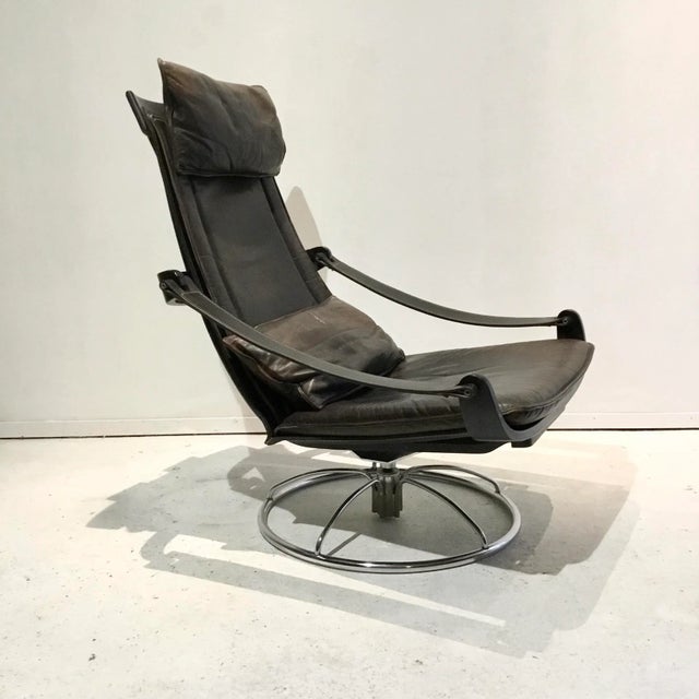 Swedish Leather Lounge Chair by Åke Fribytter for Nelo Möbel, 1970s For Sale - Image 11 of 11