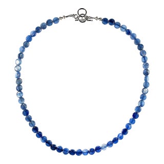 Ajd 18 Inch Glowing Kyanite 7 MM Round Tablet Necklace Great Gift! For Sale