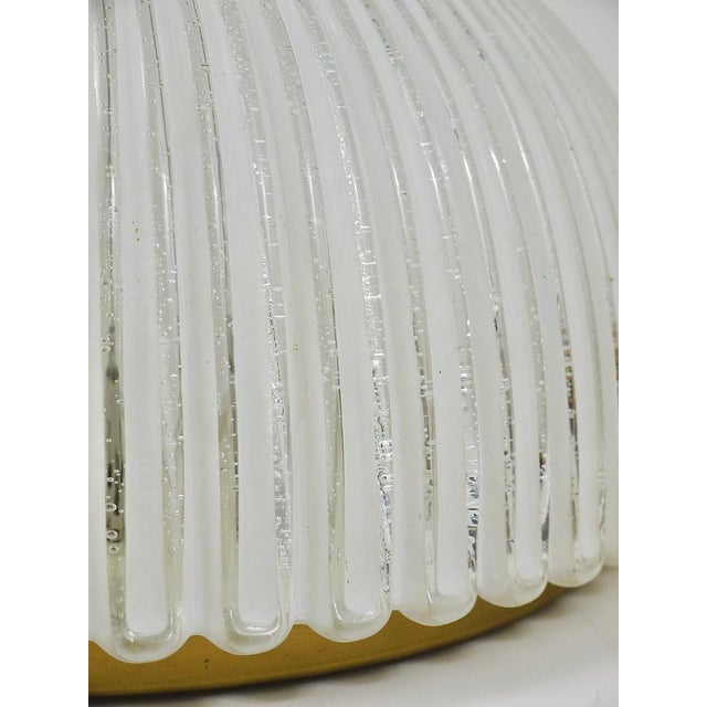Large German Flushmount in Striped Bubble Glass and Brass from Limburg, 1970s For Sale - Image 17 of 18