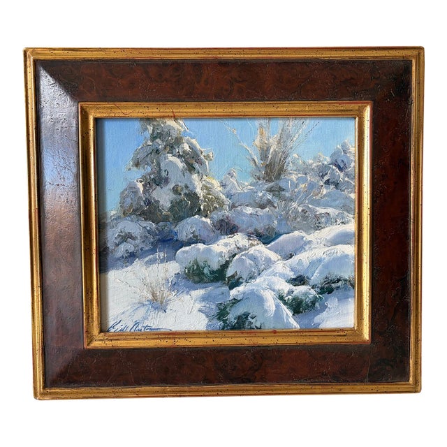 Original Bill Anton "Heavy Snows" Oil on Board 2012 Signed Front and Back For Sale
