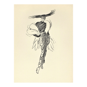 1946 Balmain Fashion- Ballets Des Champs Elysees by Gruau, Matted