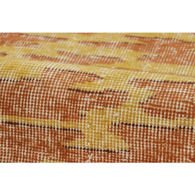 Gold Vintage Turkish Rug in Gold With Rust Abstract Patterns - Rug & Kilim For Sale - Image 8 of 8