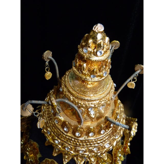 2000 - 2009 Tim Yip Oscar Winner Royal Crown Sculpture King & I Broadway Prop Gold Leaf Asian Art Headdress For Sale - Image 5 of 10