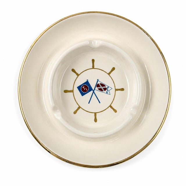 Vintage the Tides Inn Hotel Irvington Virginia Nautical Ceramic Ashtray For Sale - Image 4 of 9