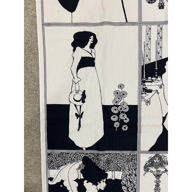 Black Art Nouveau Aubrey Beardsley Textile by Bloomcraft 4.5 Panel Piece For Sale - Image 8 of 15