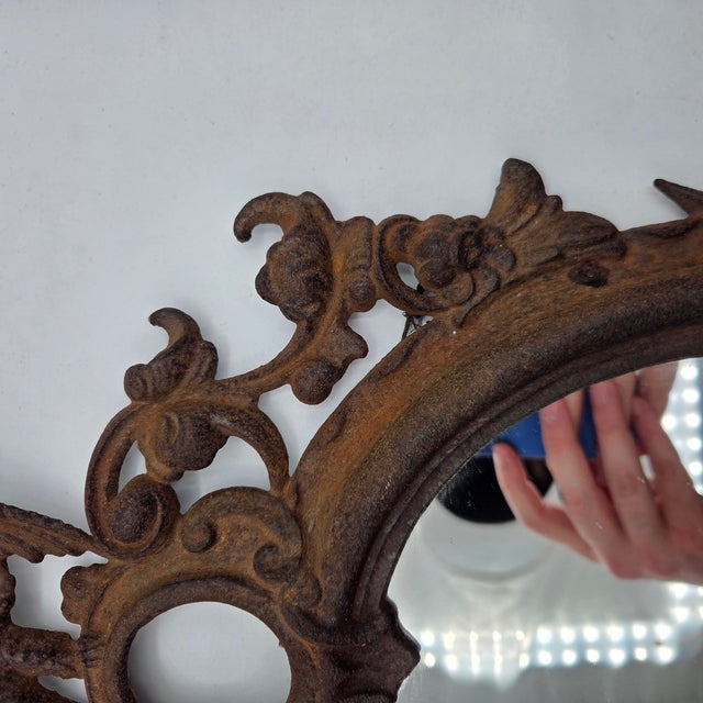 Civil War Era Cast Iron Federal Eagle Picture Frame W/ Mirror For Sale - Image 4 of 10