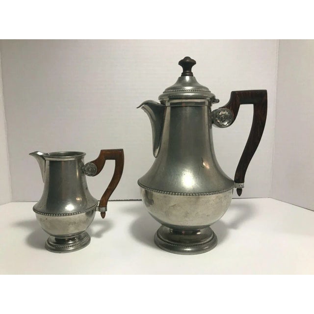 Antique Art Deco Pewter "Les étains L’île De France" Malta Coffee Pot & Creamer Set- 2 Pieces For Sale - Image 9 of 9