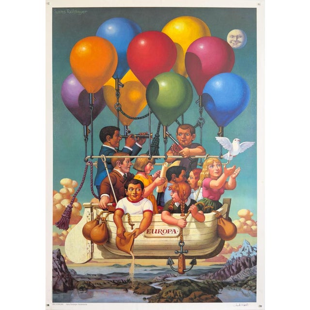 Pro Europe 1984 Original Political Poster by Hans Reisinger For Sale - Image 3 of 9