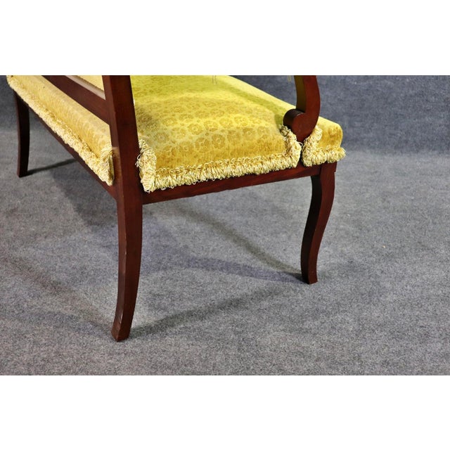 Solid Mahogany French Empire Bronze Mounted Settee For Sale - Image 11 of 12