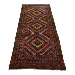 Baloch Rug 5' X 10'4'' Red Wool Vintage Hand-Knotted Oriental Carpet