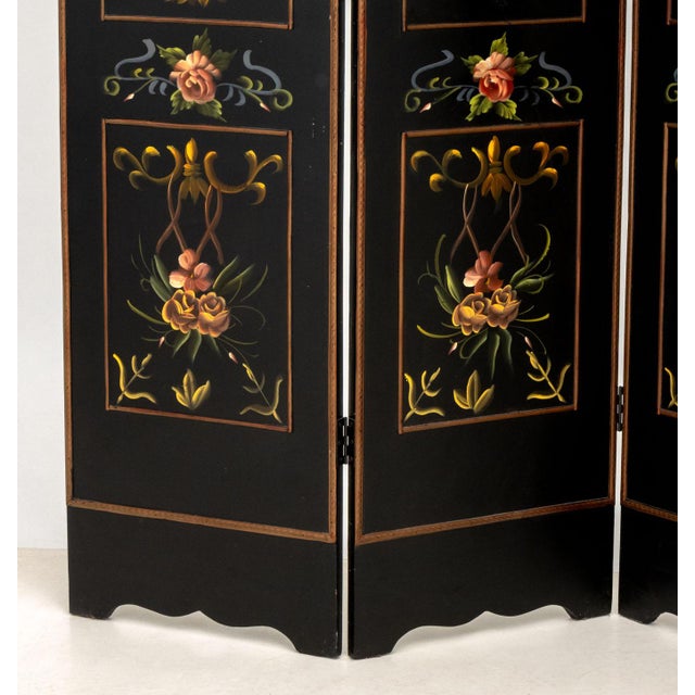 Late 20th Century Victorian Style Ebonized Floor Screens, Pair For Sale - Image 5 of 10