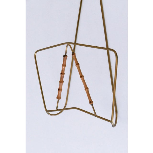 Mid-Century Wall-Mounted Brass & Bamboo Magazine Rack, Germany, 1960s For Sale - Image 11 of 18