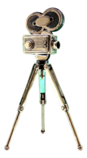 Antique Silver Film Camera with Articulated Tripod