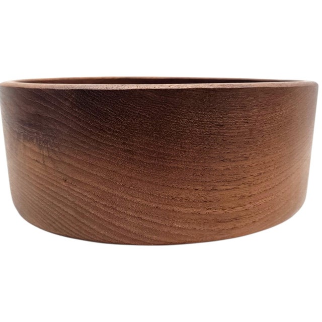 1960s Mid-Century Solid Teak Turned Serving Bowl, Scandinavian Modern 10" For Sale - Image 5 of 9
