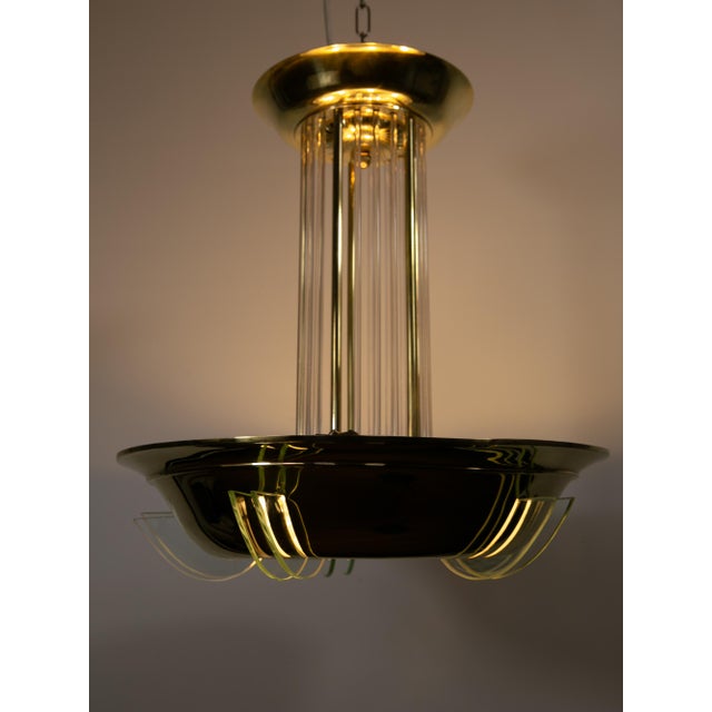 Art Deco lamp, glass shades and rods, from France, original circa 1930 Modernist ceiling light from France in the style of...