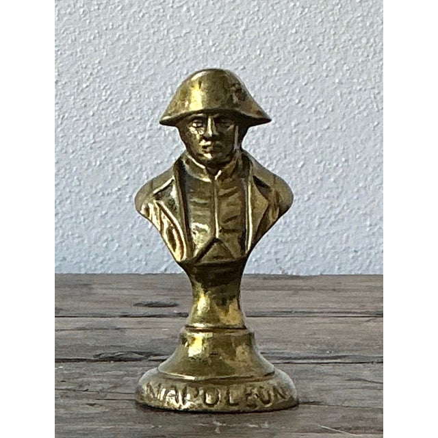 Metal Vintage Brass Bust of Napoleon Paperweight For Sale - Image 7 of 12