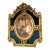 French Baroque Portrait Panel – Elegant Couple Scene With Blue Velvet & Ornate Gold Leaf Frame For Sale