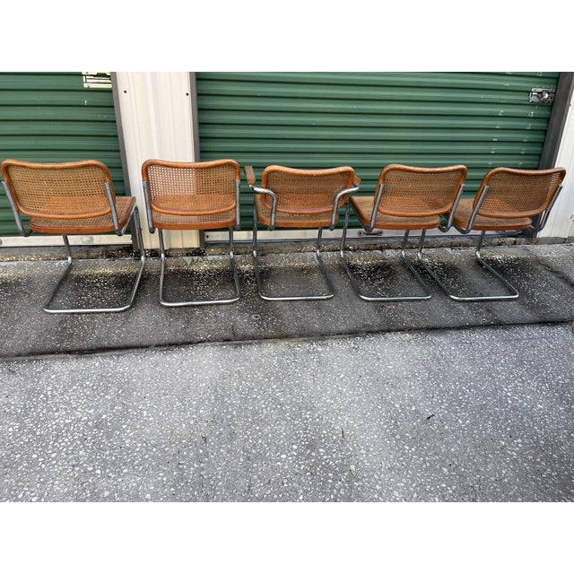 Mid-Century Modern Klaus Nienkamper Knoll International Vintage Cantilever Chairs, Chrome Tube Cane For Sale - Image 3 of 12