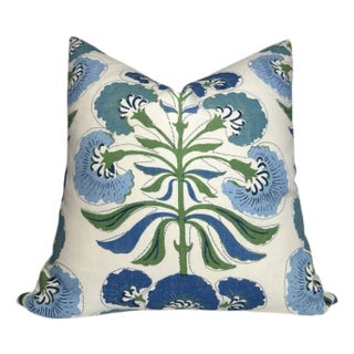 Tybee Tree Pillow Cover in Blue + Green, 22x22 Pillow For Sale