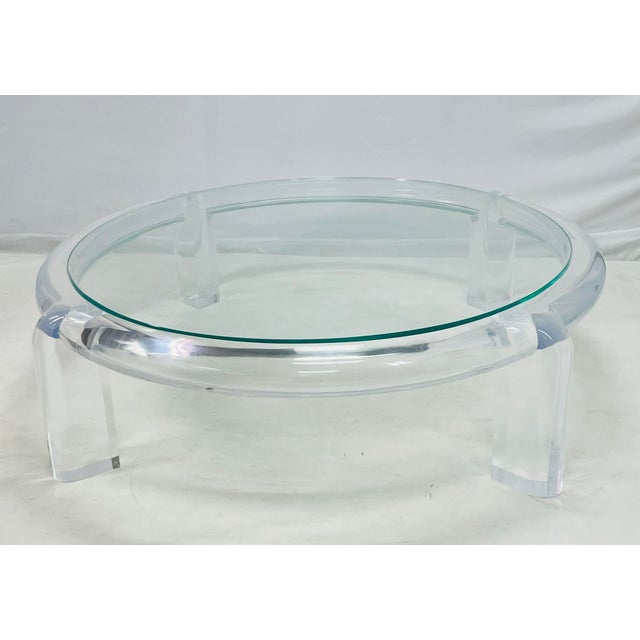 Transparent 1970s Lucite & Glass Coffee Table Attributed to Karl Springer, Model Mark II For Sale - Image 8 of 16