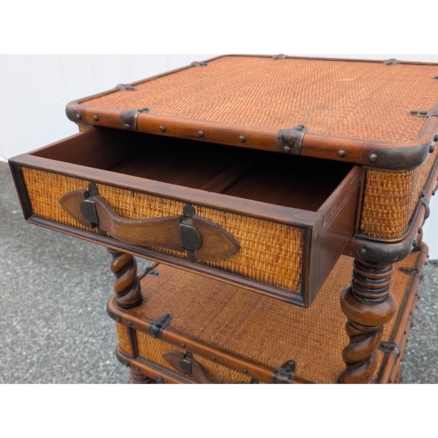 Vintage Theodore Alexander Wicker Rattan Barley Twist Étagère Accent Chest of Drawers For Sale - Image 11 of 17
