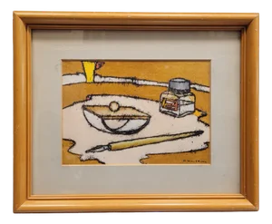 Benito Mauleón, Still Life of a Notary's Office, Engraving, 20th Century, Framed