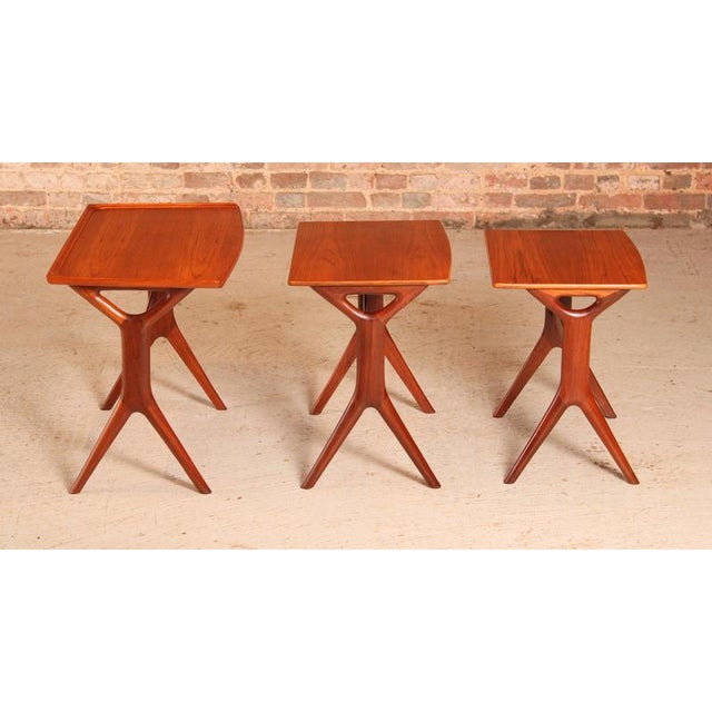 Mid-Century Danish Teak Nestig Tables by Johannes Andersen for CFC Silkeborg, 1960s, Set of 3 For Sale - Image 10 of 15