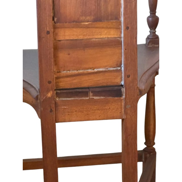 Sienna Renaissance Style French Walnut Caquetiore Armchair Carved Back Splat, 19th Century For Sale - Image 8 of 11