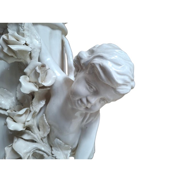 Neo-Baroque Column with Ceramic Angels, 1980s For Sale - Image 4 of 14