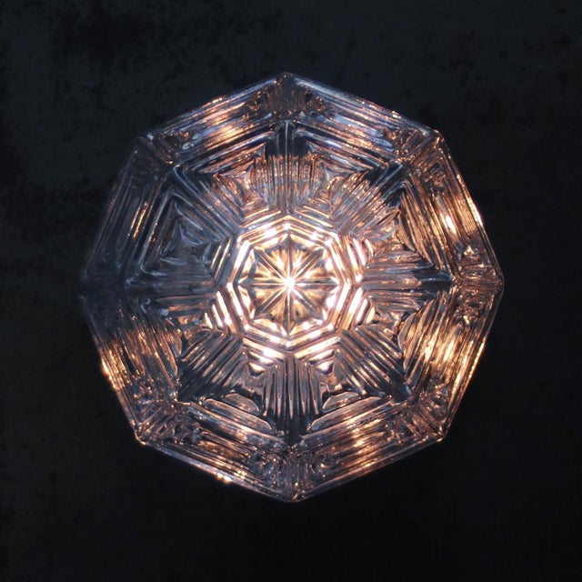 1960s Mid-Century Octogon Clear Glass Sconces Flush Mounts For Sale - Image 5 of 7