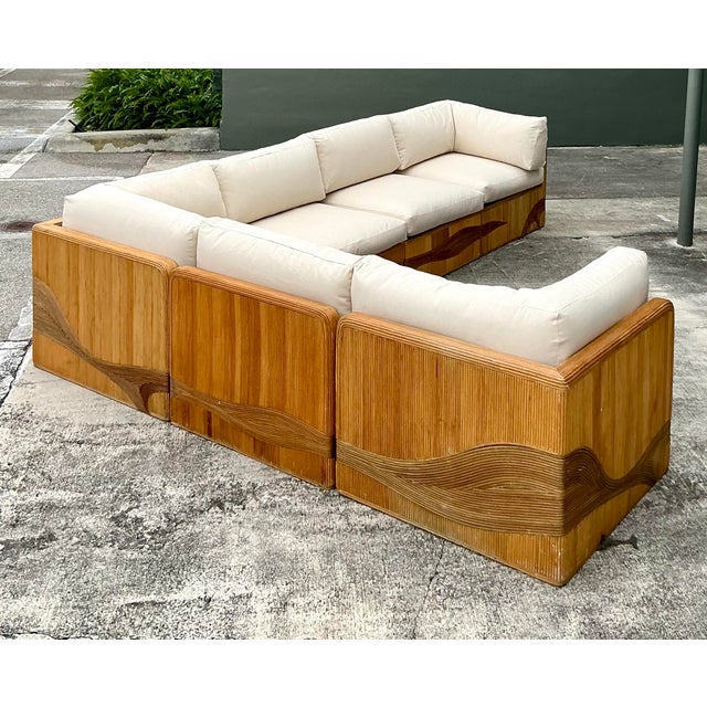 Mid-Century Modern Vintage Pencil Reed Wave Sectional For Sale - Image 3 of 9
