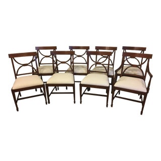 Traditional Mahogany Adams Style Inlaid Dining Chairs by Leighton Hall - Set of 8 For Sale